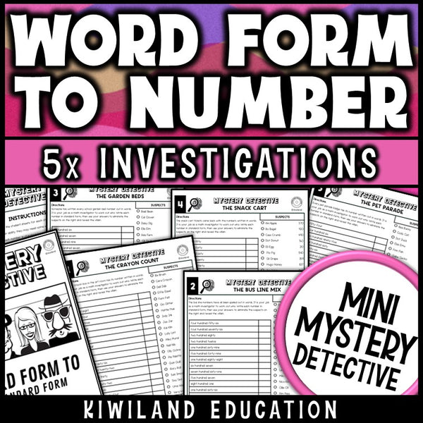 Word form to standard form mystery detective worksheets 2nd grade