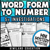 Word form to standard form mystery detective worksheets 4th grade
