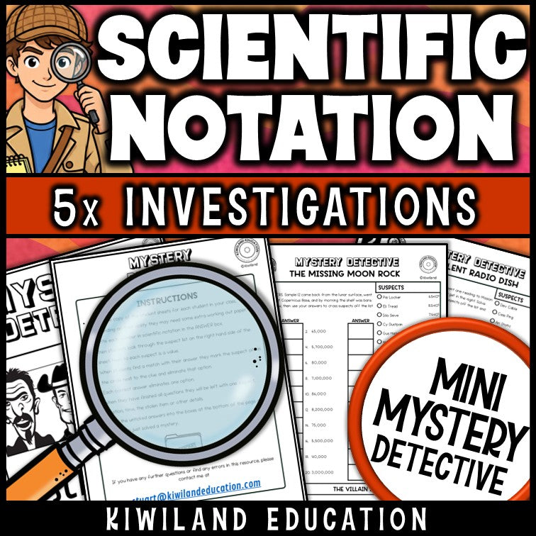 Writing numbers in scientific notation printable detective activity math centers