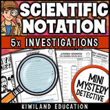 Writing numbers in scientific notation printable detective activity math centers