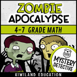 Zombie apocalypse CSI mystery detective decimals grades 4-7