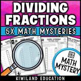 Zombie math mystery dividing fractions answer keys, printable and self-checking