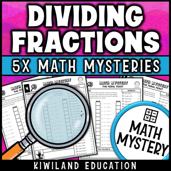 Zombie math mystery dividing fractions answer keys, printable and self-checking