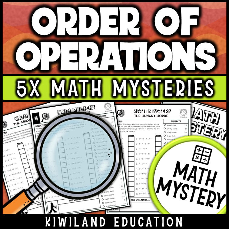 Zombie math mystery order of operations answer keys with no exponents