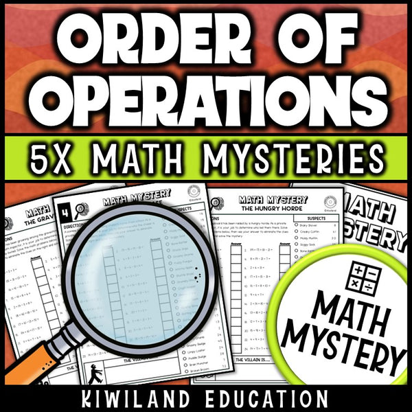 Zombie math mystery order of operations answer keys with no exponents
