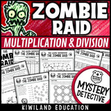 Zombie raid CSI mystery detective multiplication division grade 4